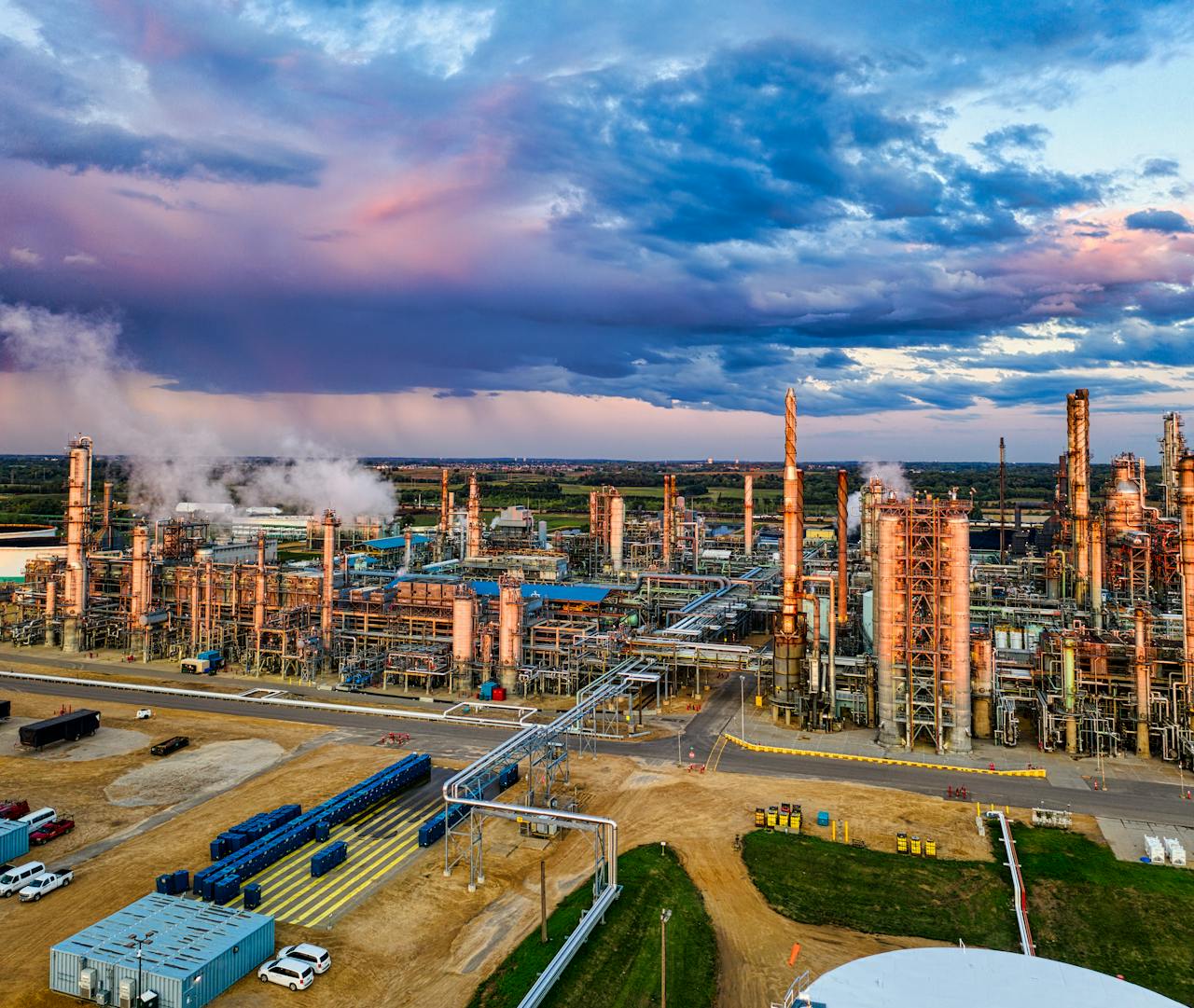 mobile-02 Aerial shot of a sprawling industrial plant in Rosemount, Minnesota, USA.